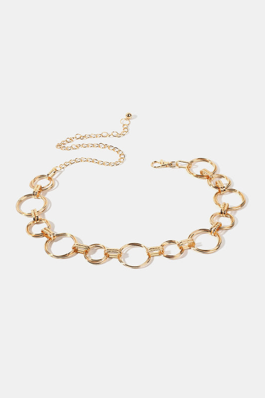 Alloy Chain Circle Shape Belt Gold One Size - Fashorio