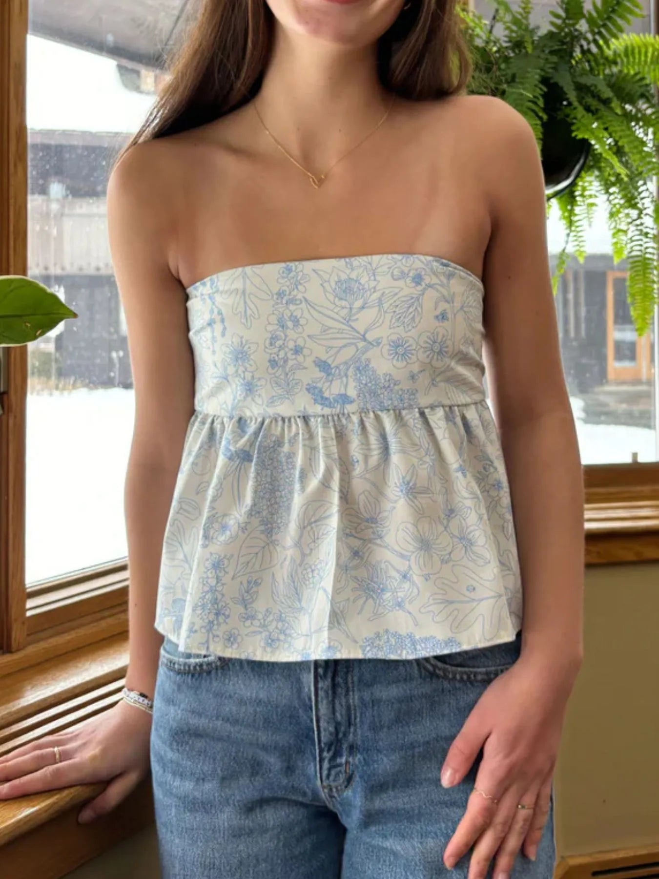 Tie Back Tube Top Blue - Fashorio