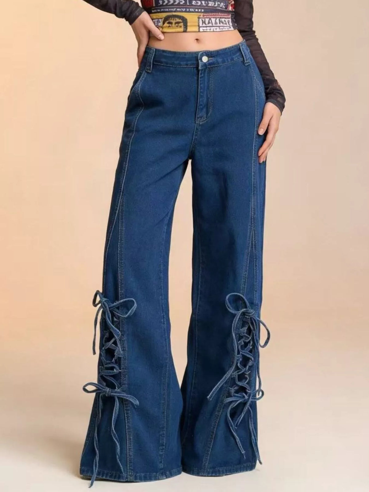 Wide leg jeans back view