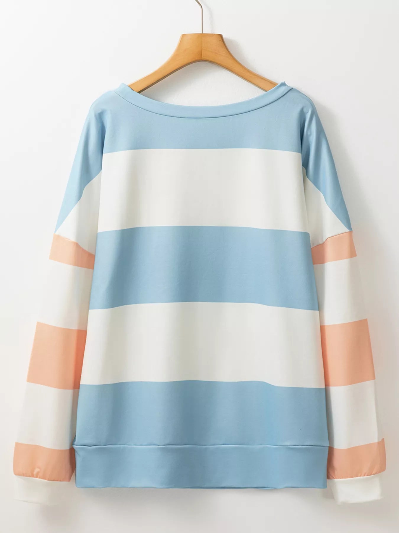 Color Block Drop Shoulder Long Sleeve Top - Fashorio