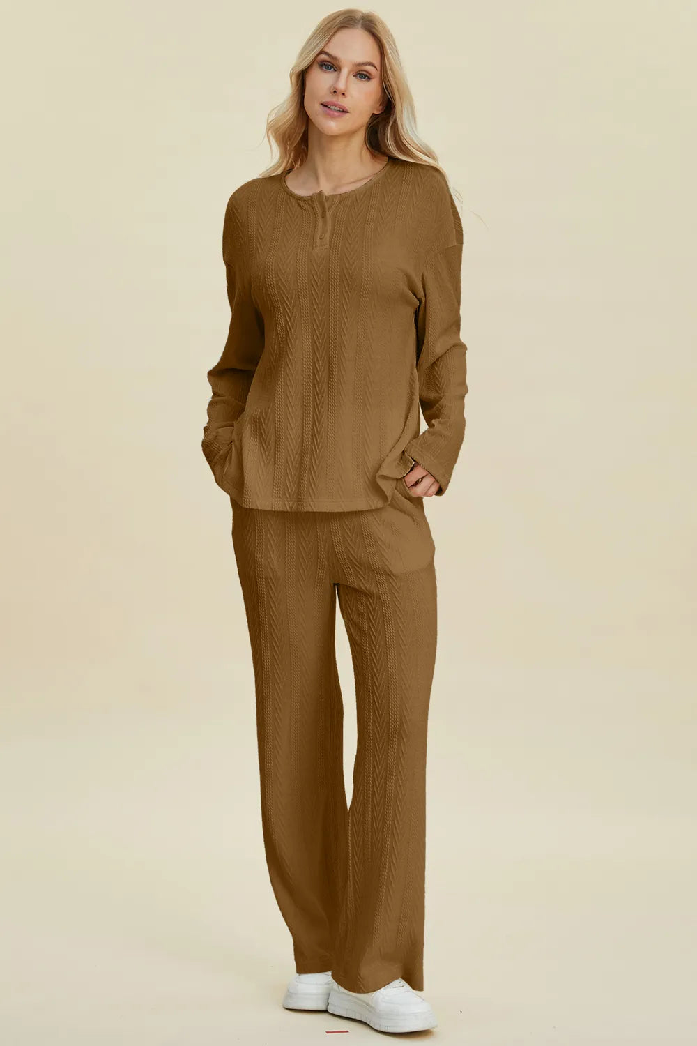 Alternate colorway of the cable knit two piece set