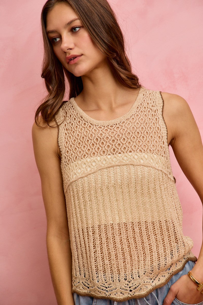 SO ME Crochet Lace Lightweight Sweater Vest, view 7