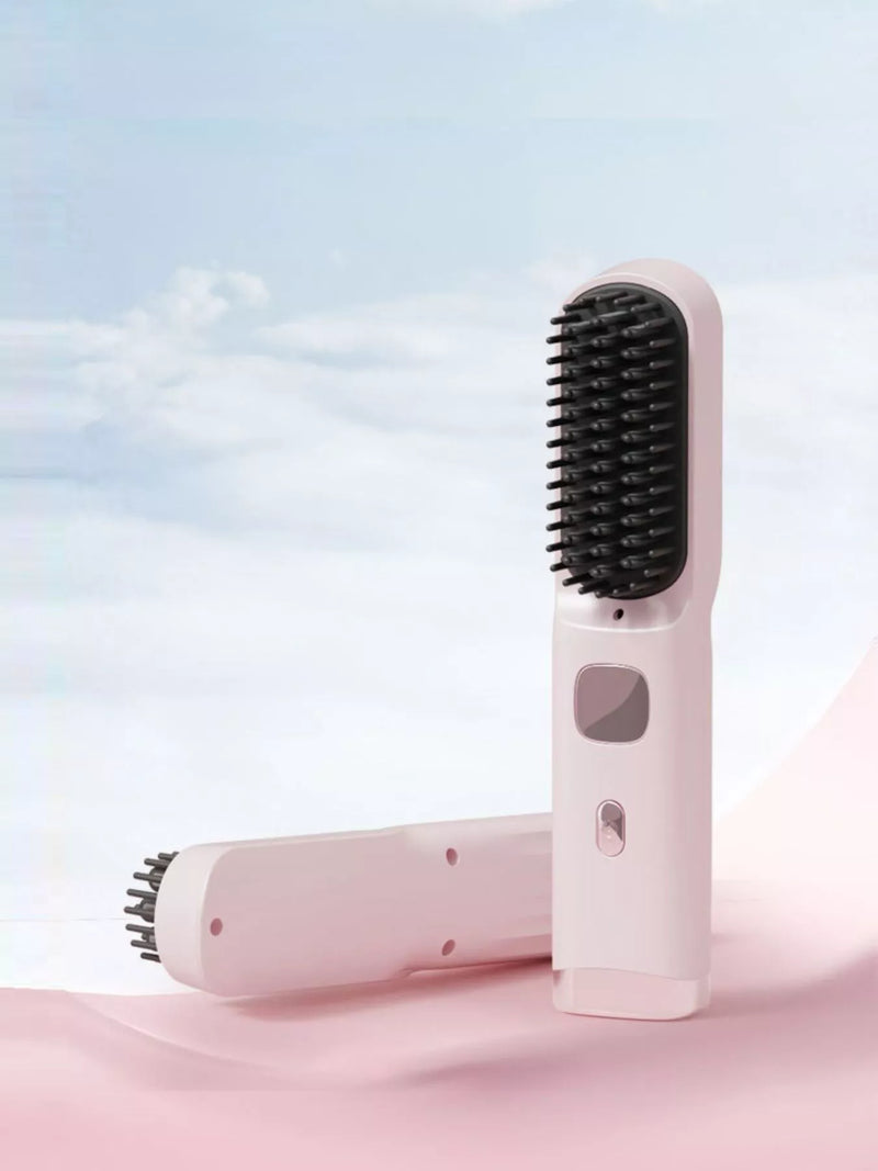Pink portable heated straightening comb