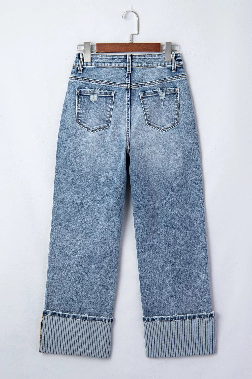 Cuffed Straight Leg Loose Jeans, view 7