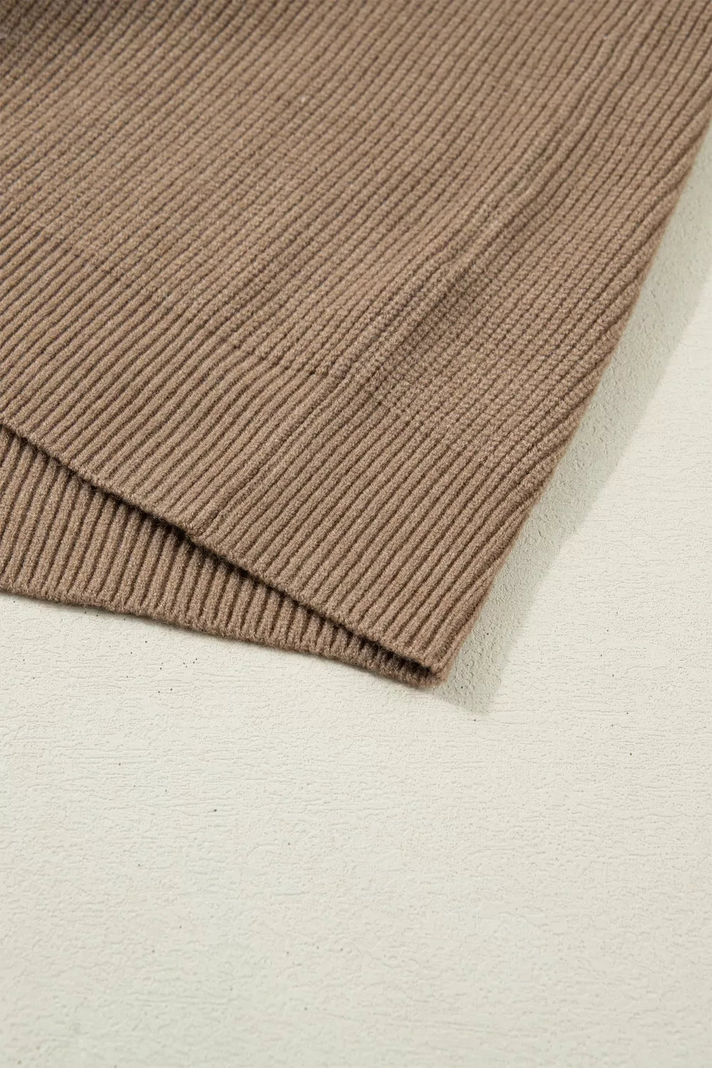 Taupe Ribbed Mock Neck Sweater Vest, view 10