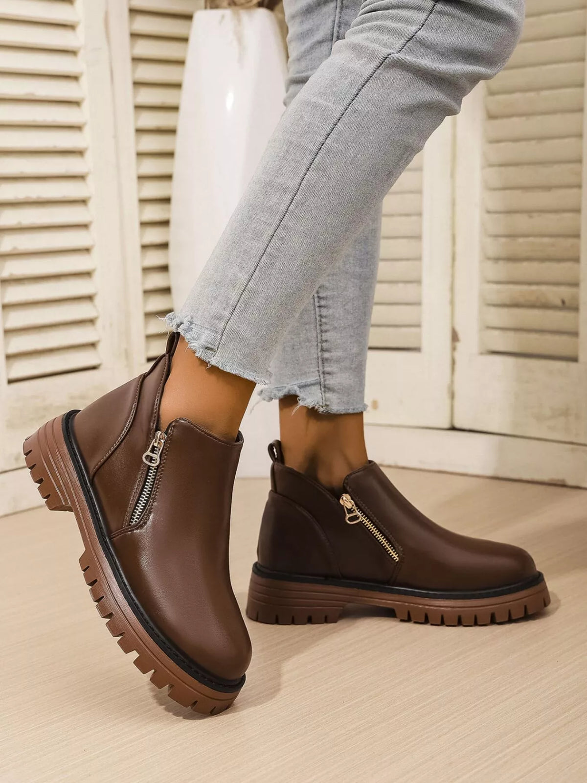Leather Chelsea Boots with Side Zipper side profile