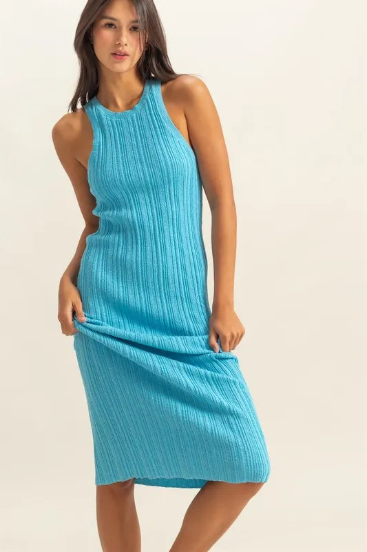Round Neck Bodycon Ribbed Knit Dress detail