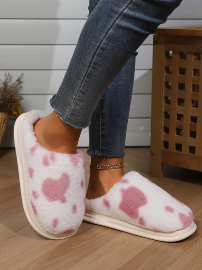 Animal Print Faux Fur Slippers - Fashorio