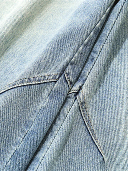 Men's Washed Wide Leg Denim Shorts - Fashorio