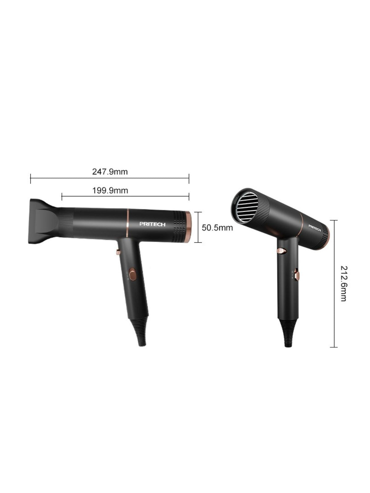 Low noise hair dryer full view