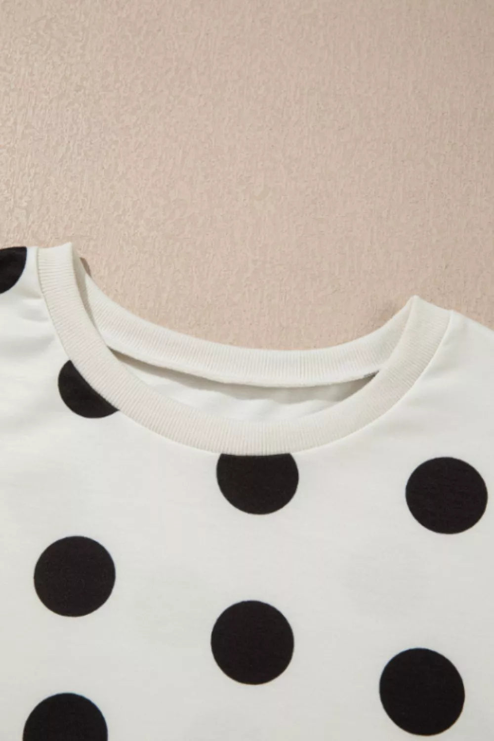 Polka dot two piece tee and shorts side view