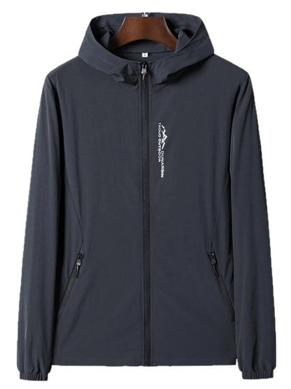 Men's Plus Size Zip Up Long Sleeve Hooded Jacket Dark Gray - Fashorio