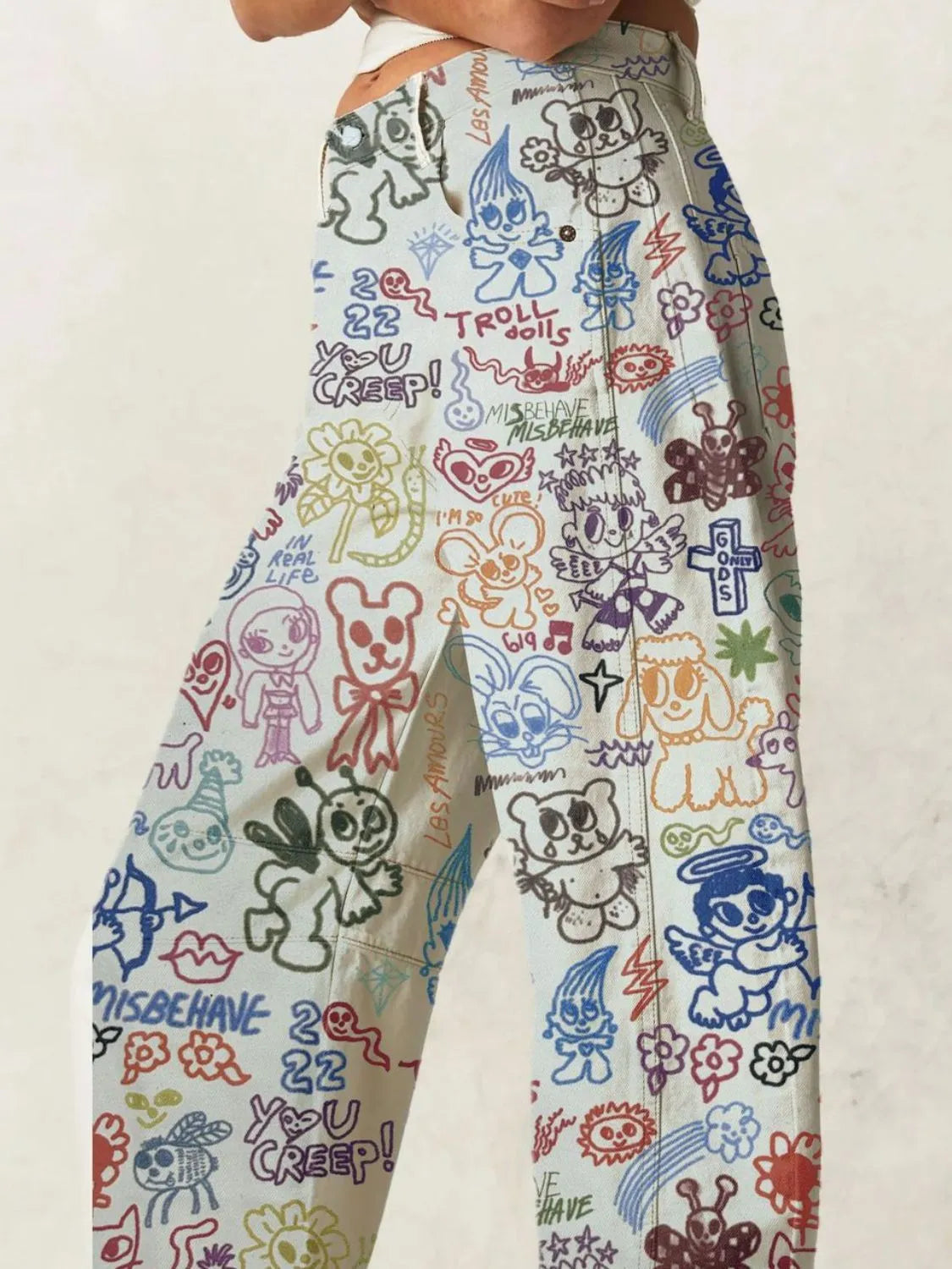 Printed Wide Leg Jeans, view 8