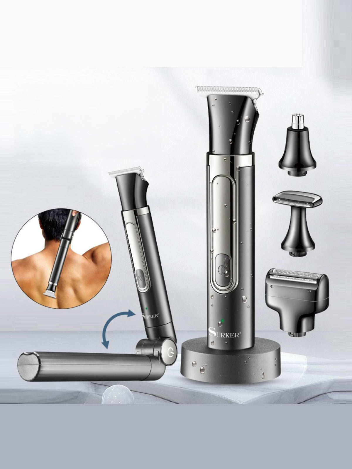 Black waterproof electric epilator handset front view