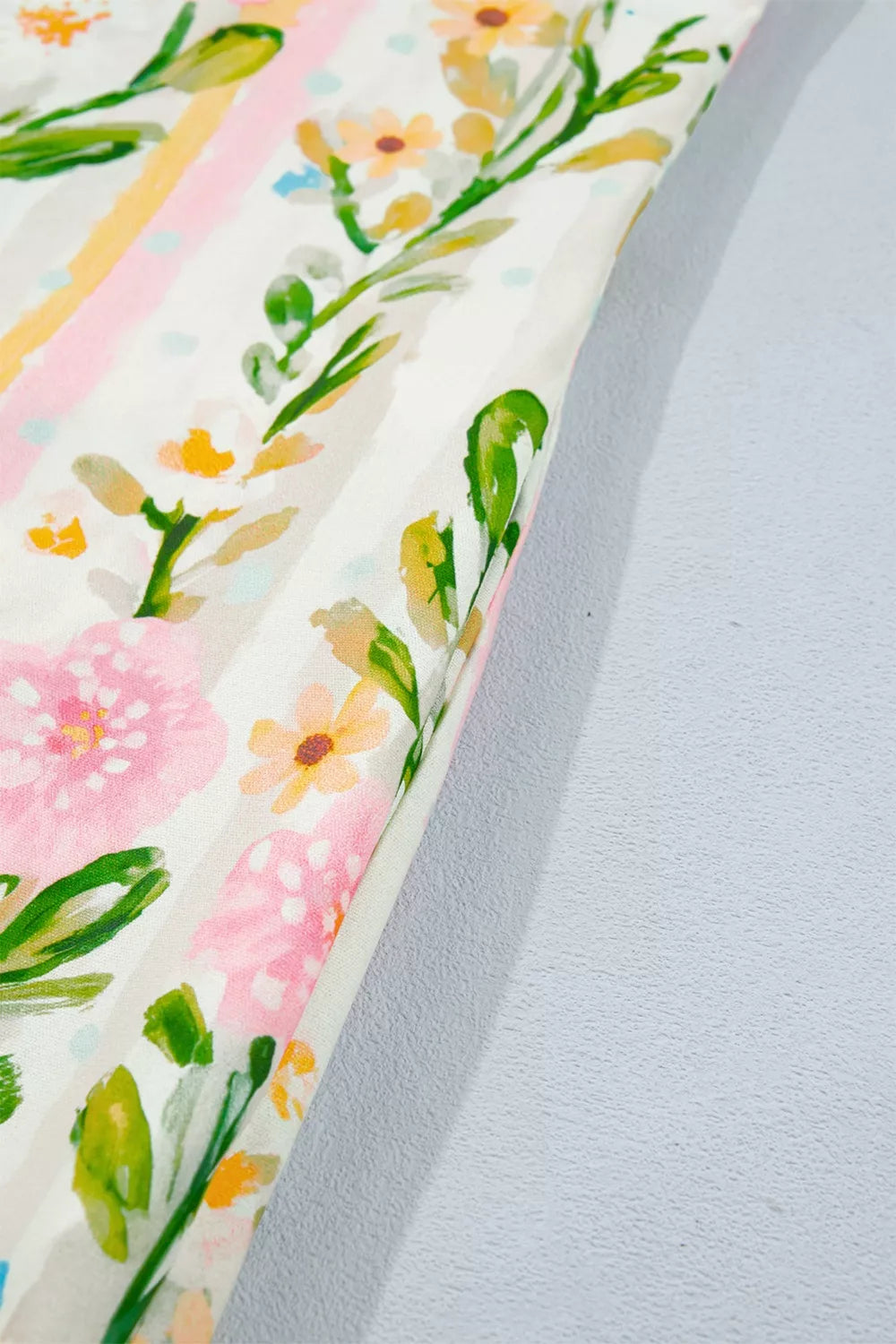 Multicolor floral print button down shift dress side view
