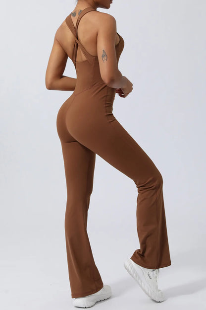 Crisscross Wide Strap Sleeveless Jumpsuit - Fashorio