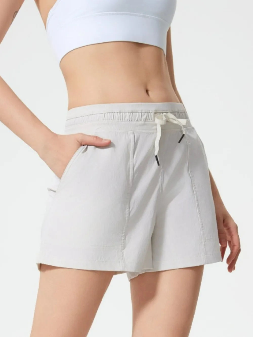 Drawstring Active Shorts with Pockets side view 10