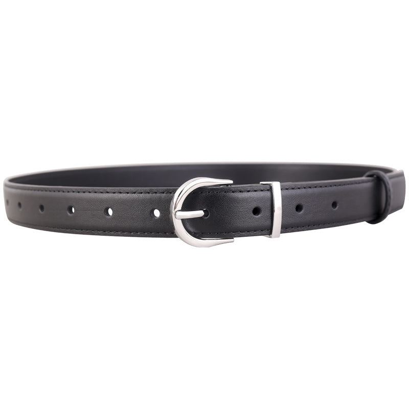 Cowhide belt in brown flat lay