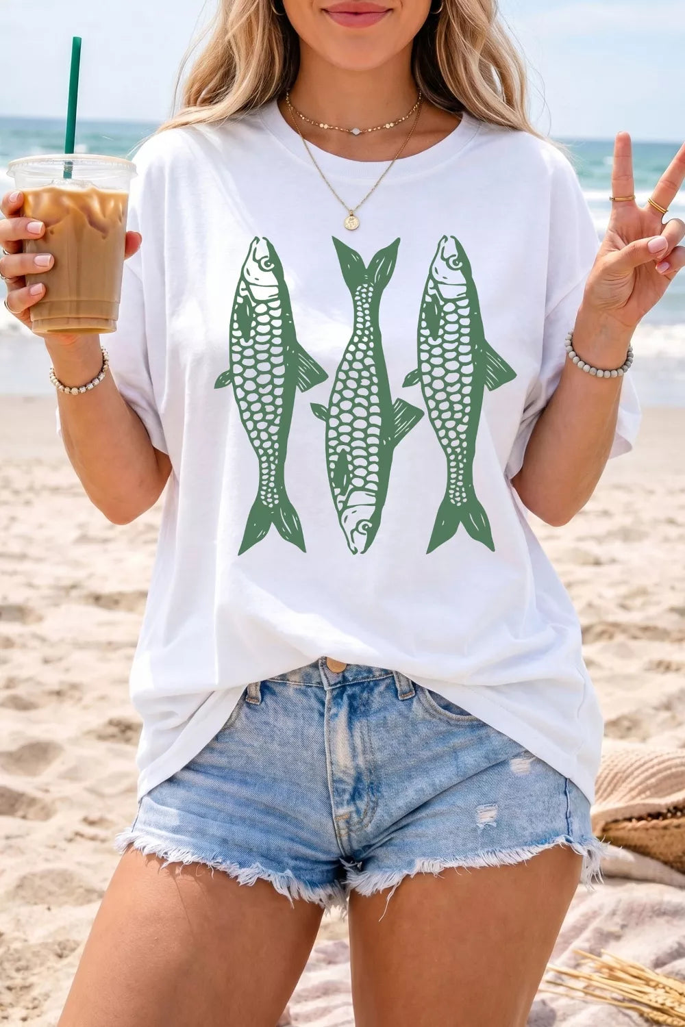 Fish graphic plus size tee back view