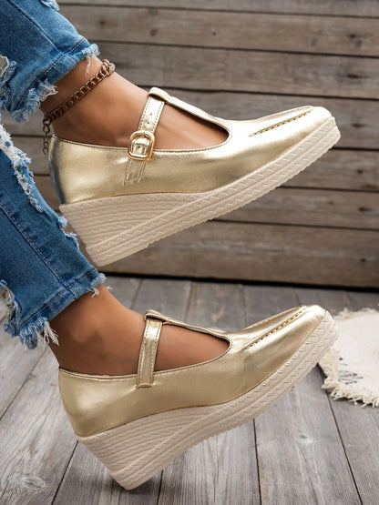 Point Toe Wedge Loafers - Fashorio