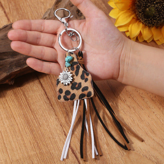 Turquoise Fringe Detail Key Chain Style C One Size - Fashorio