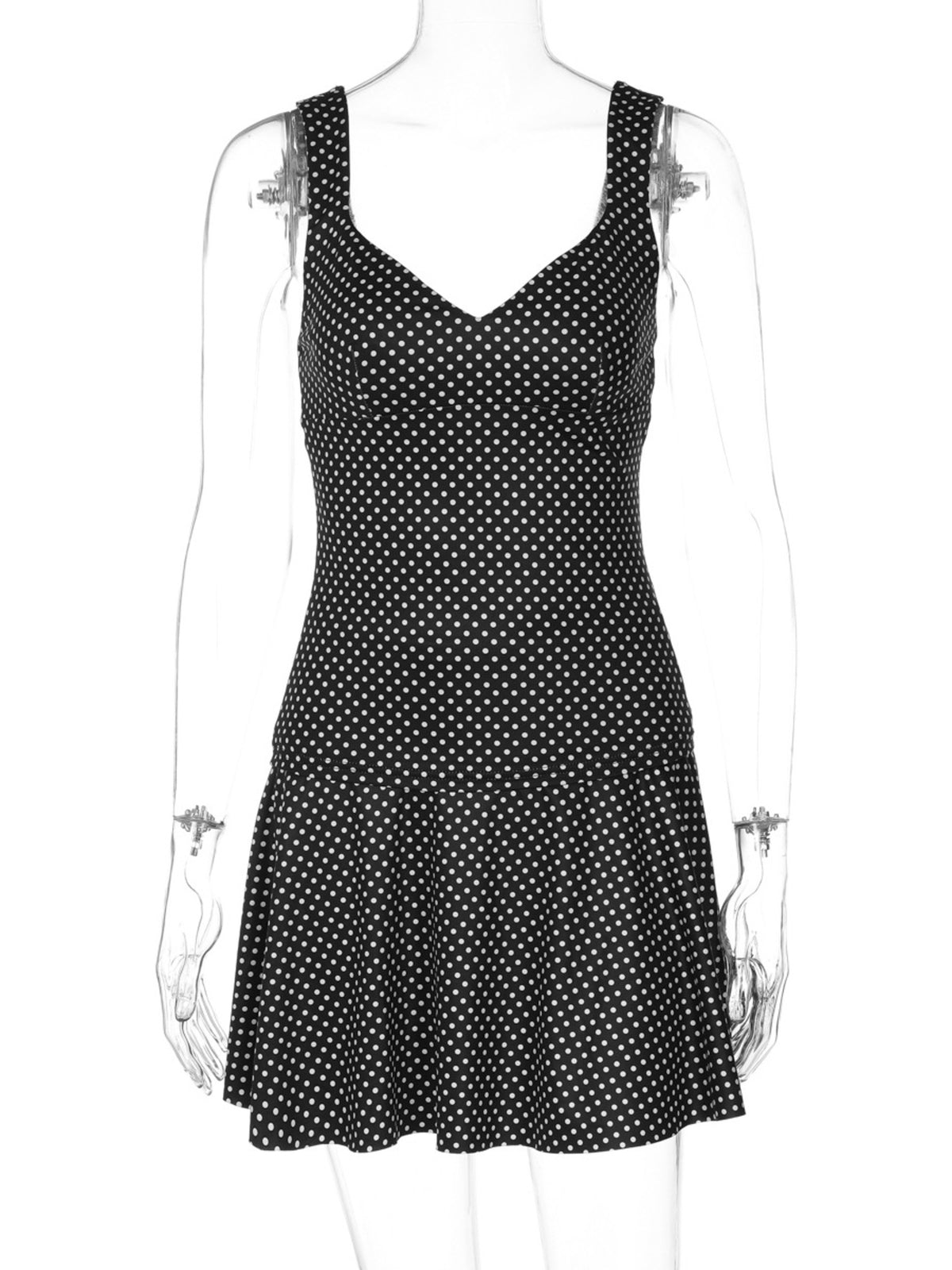 Black polka dot set back view