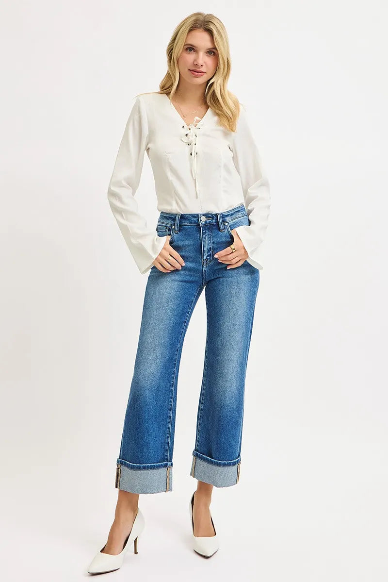 RISEN cropped straight jeans styled look