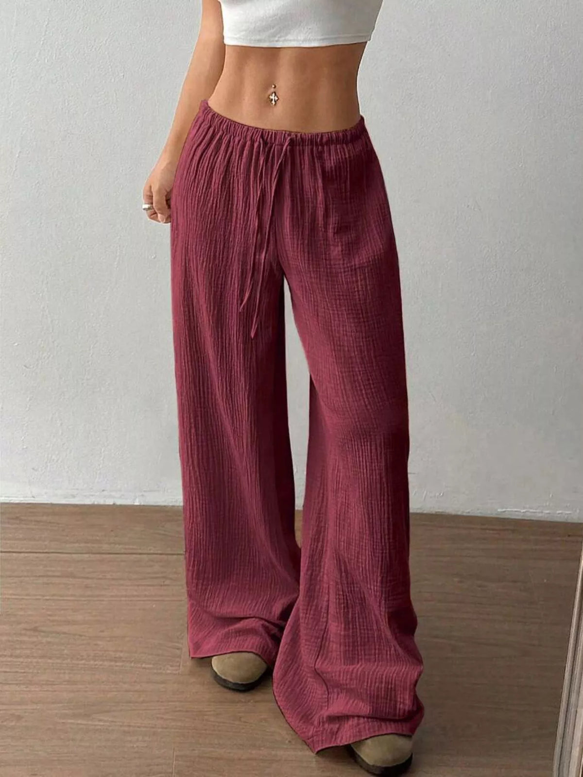 Cotton pants shown in a crisp white shade