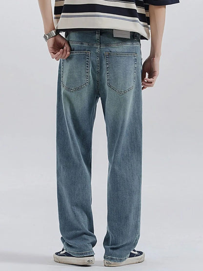 Men's Vintage Washed Relaxed Fit Straight Leg Jeans - Fashorio