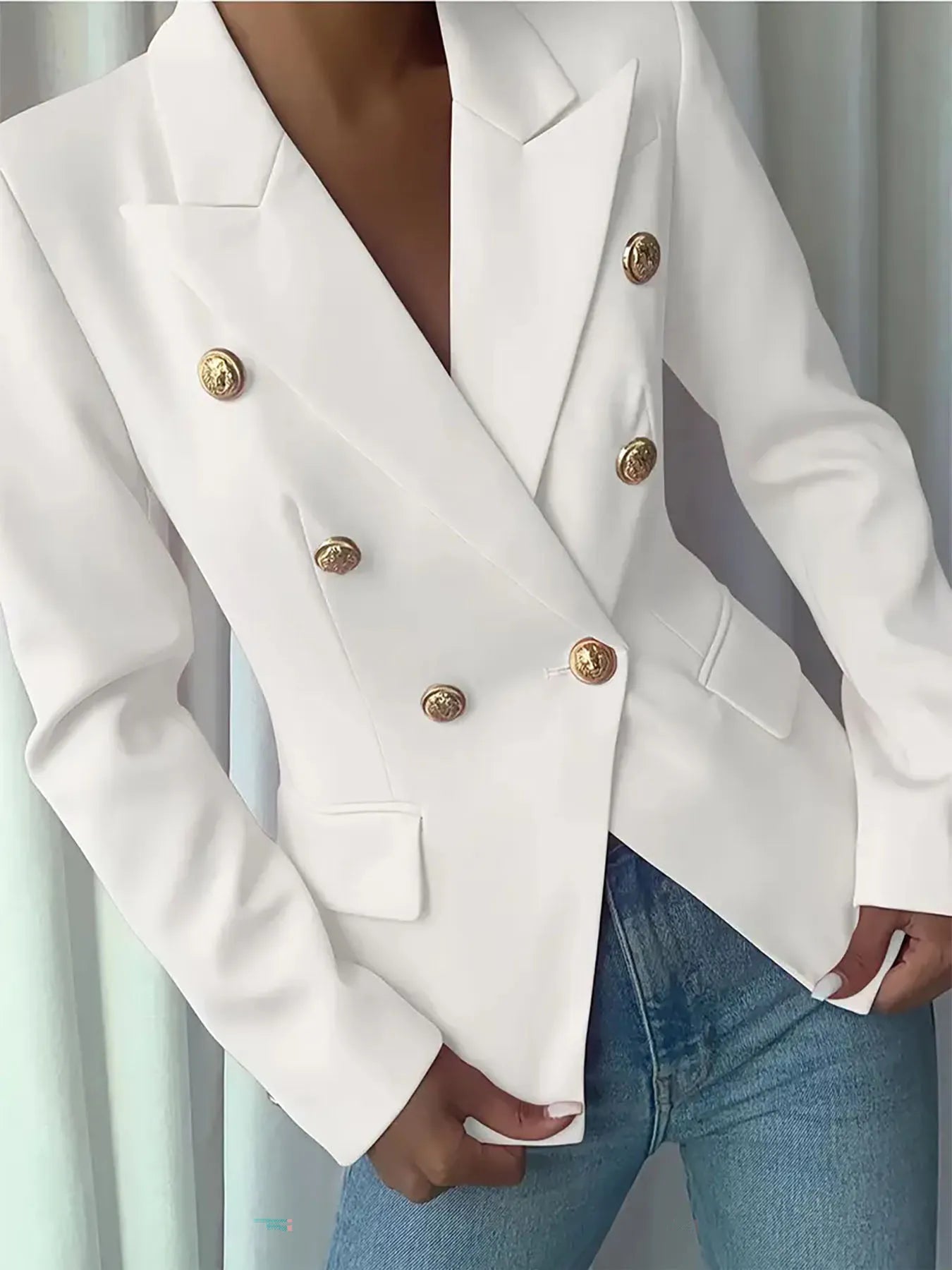 Decor Button Lapel Collar Blazer - Fashorio