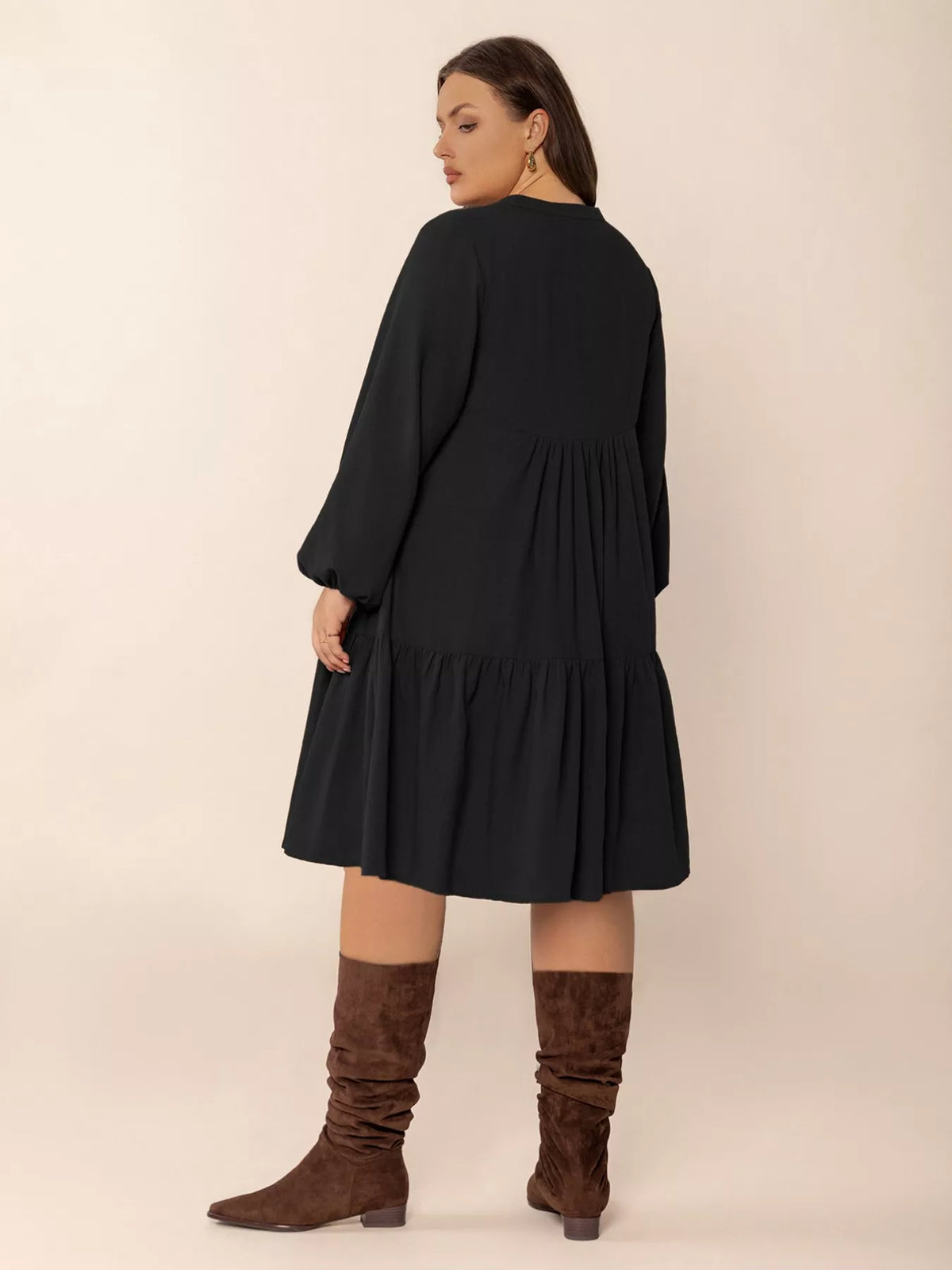Plus size black dress back view