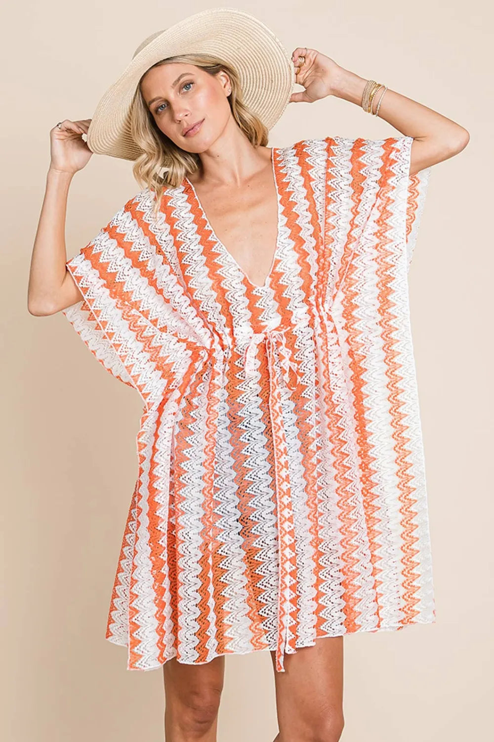Multi crochet lace cover up front view