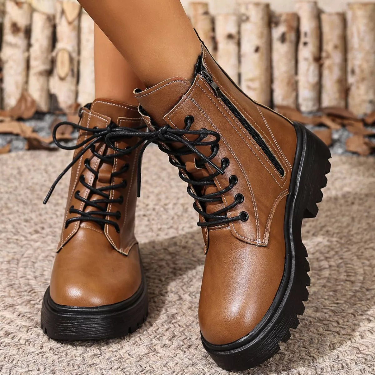 Combat boots inner side view
