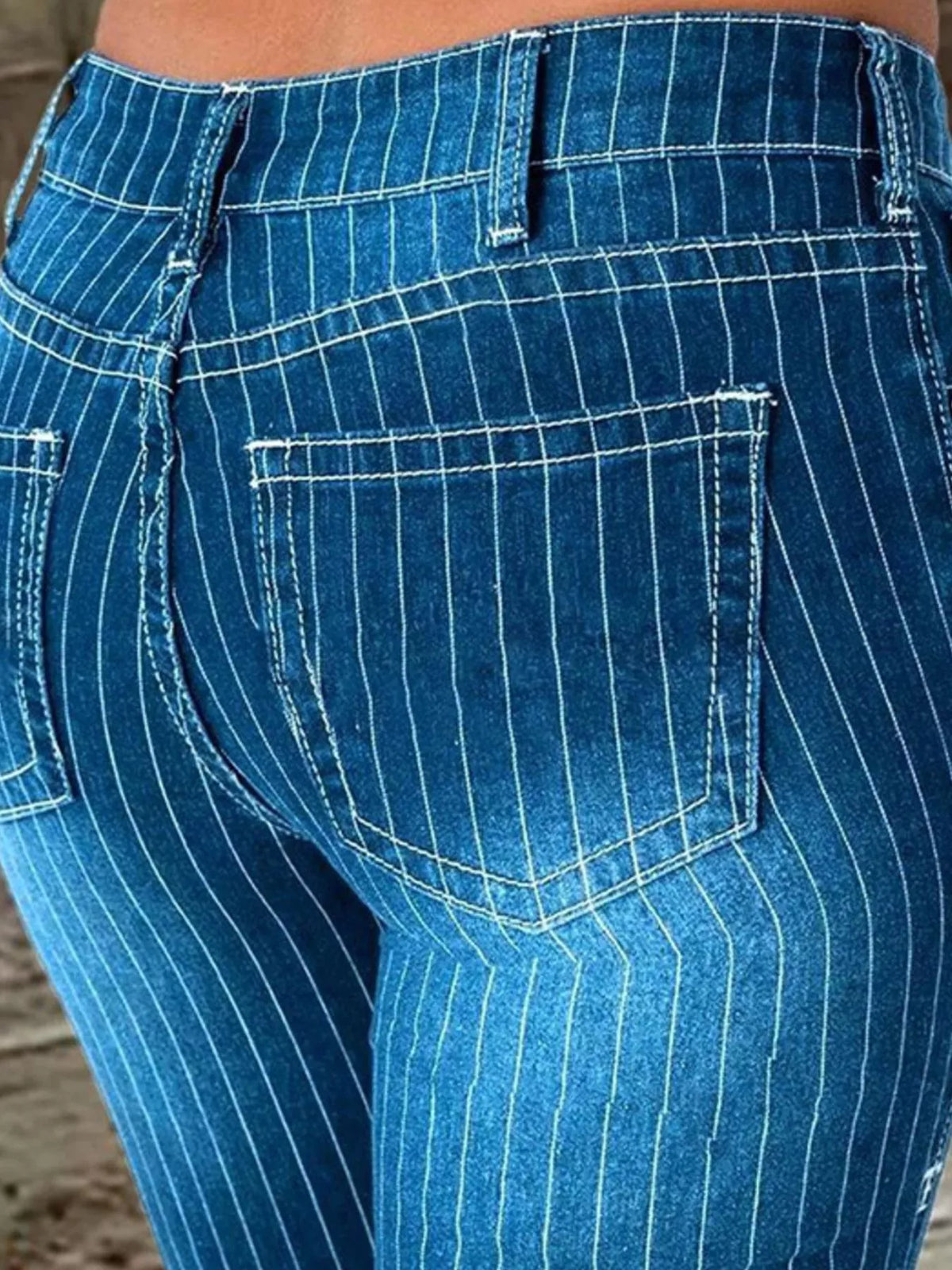 Back view of flare denim