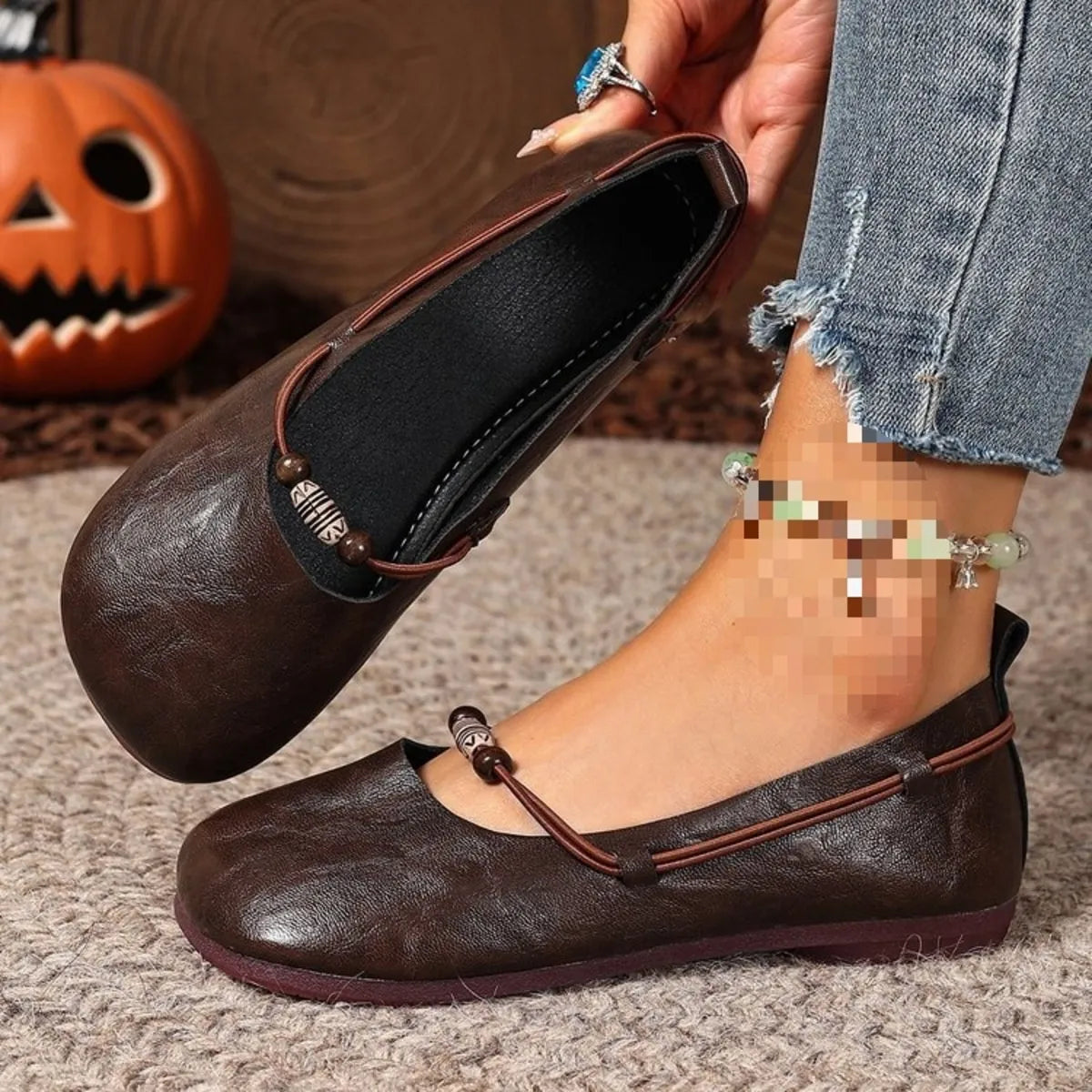 Round Toe Flats Slip-Ons - Fashorio