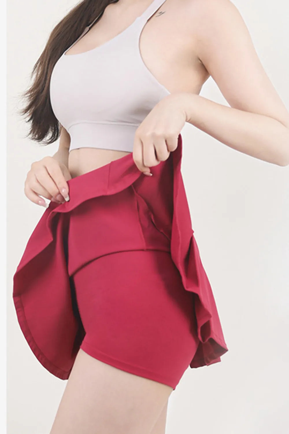 High waist pleated active skirt styling detail