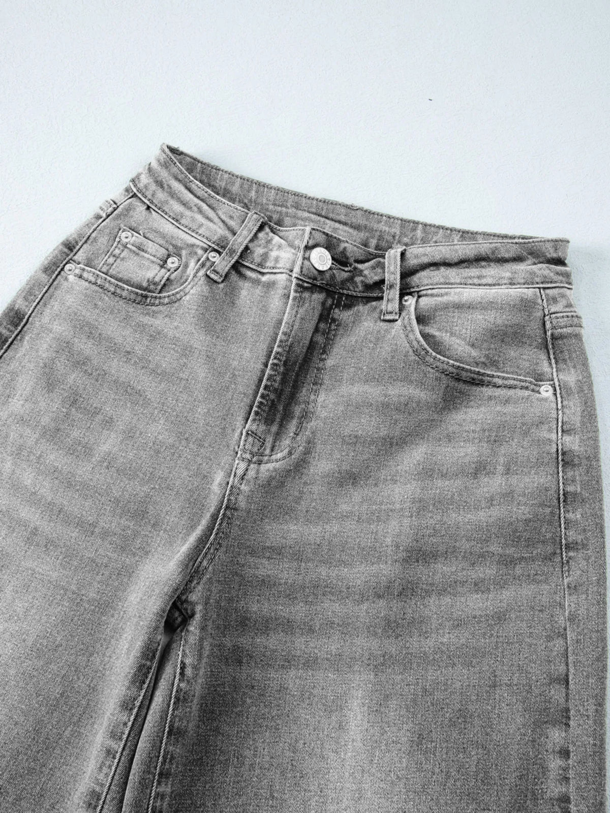High Waist Wide Leg Washed Jeans, view 27