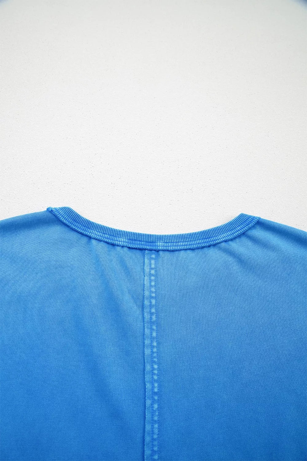 Blue mineral wash star patchwork oversize tee full length view