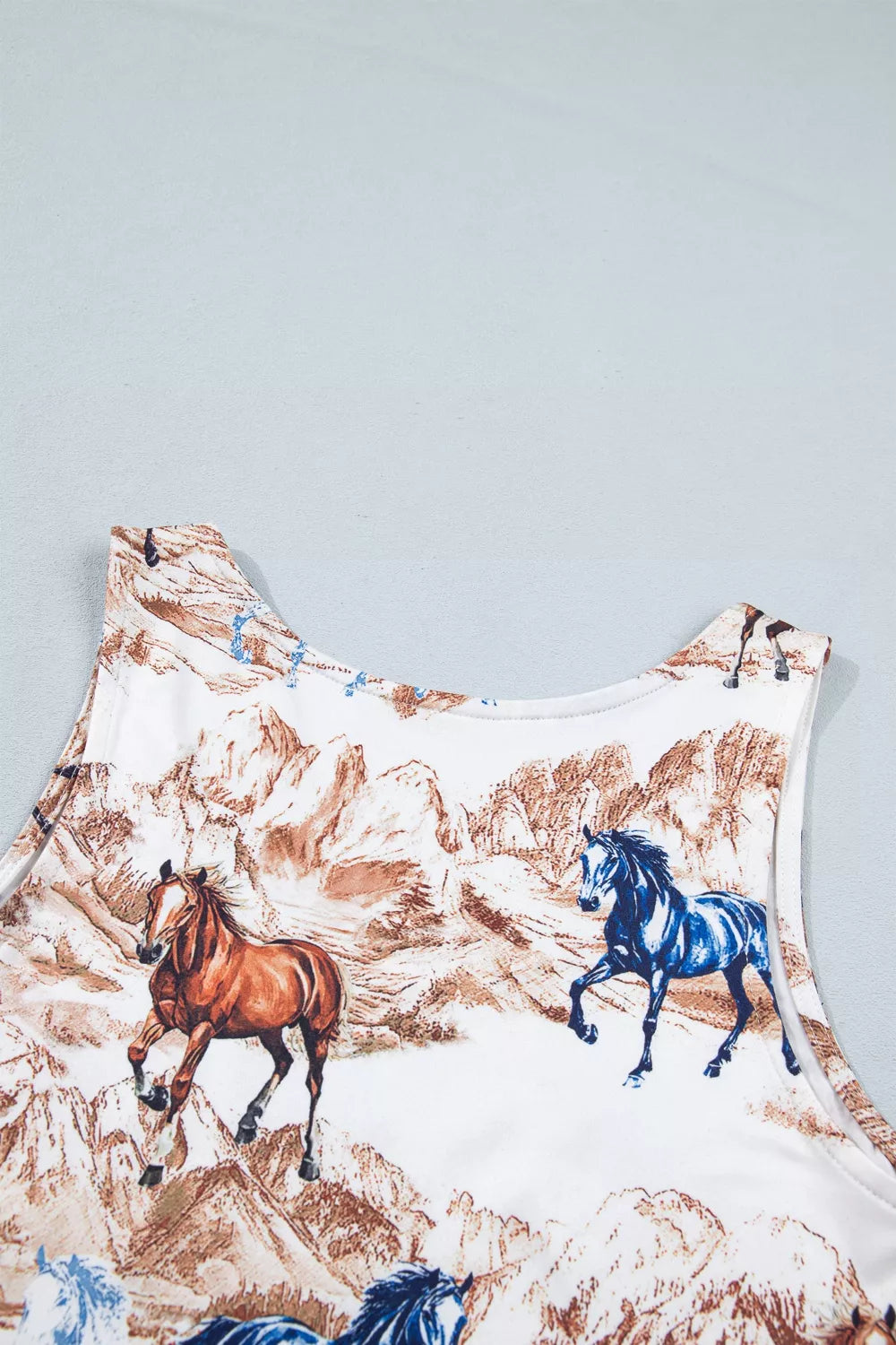 taupe western slim fit tank top on model