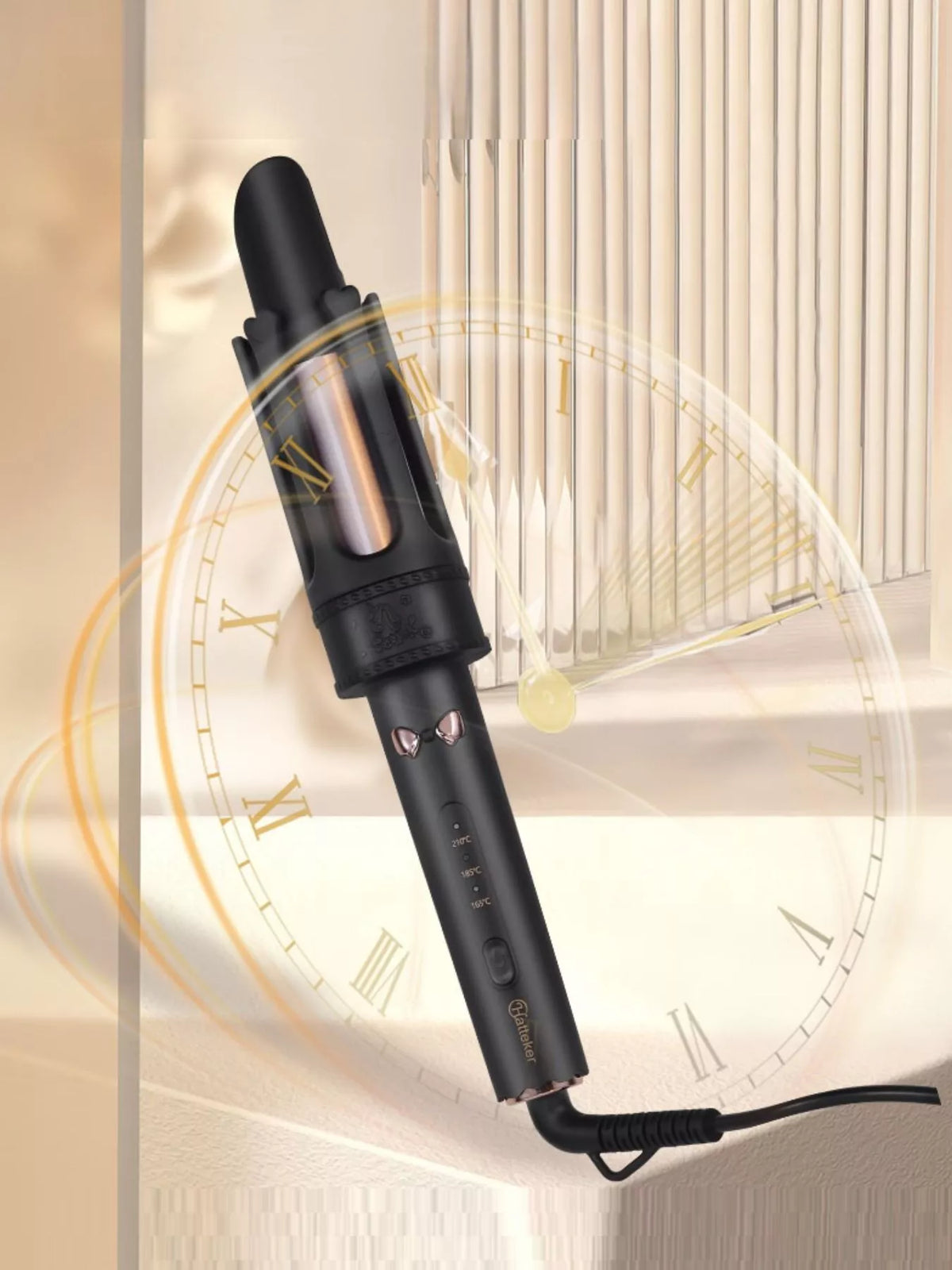 Rotating curling iron control buttons detail