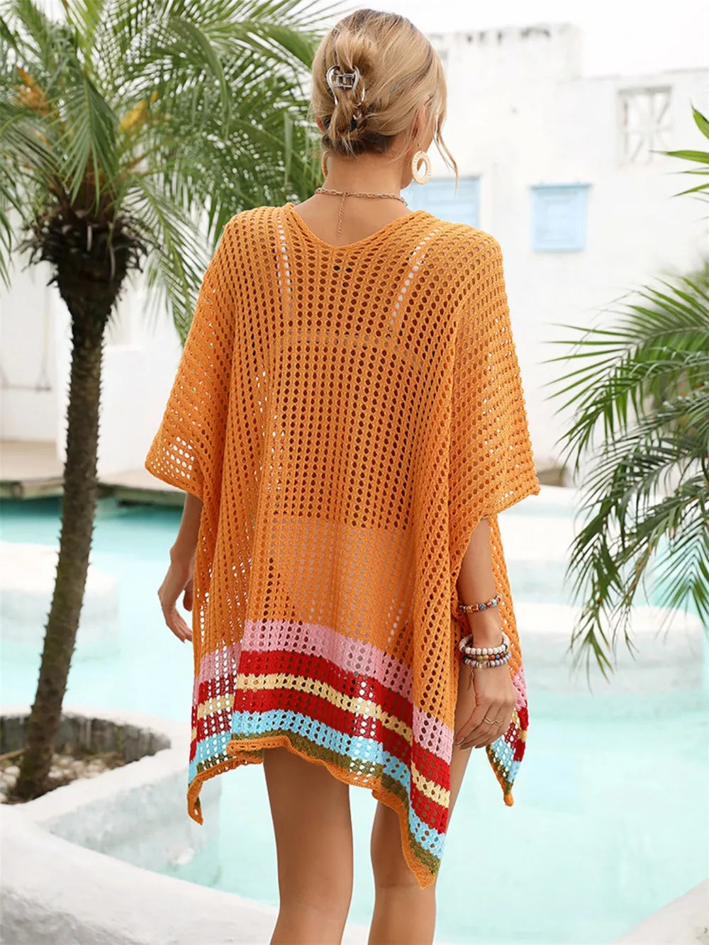 V neck half sleeve cover up side view