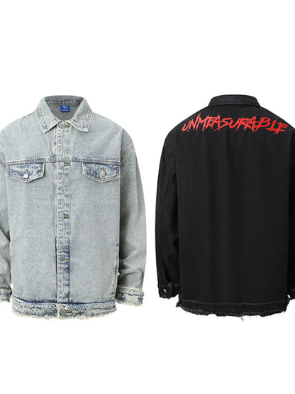 Men's Raw Hem Long Sleeve Denim Jacket - Fashorio