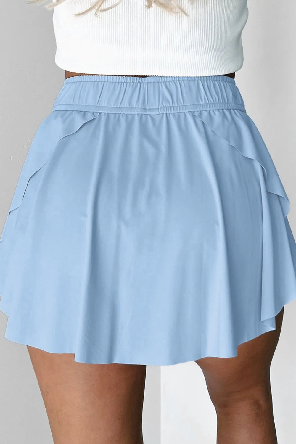 Drawstring high waist lined active skort front view