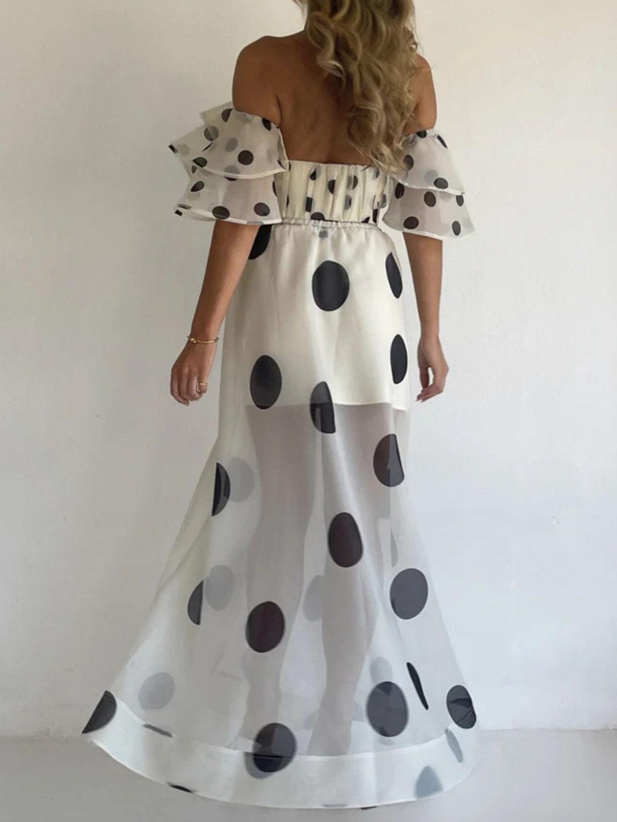 Red polka dot two piece set styling
