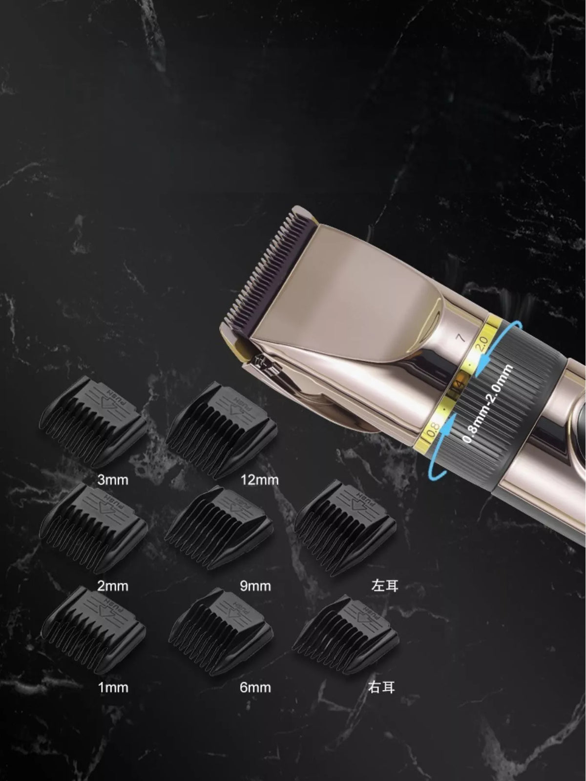 Full nine piece grooming kit layout