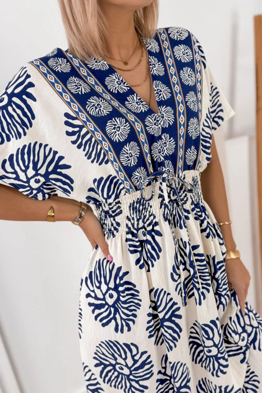 Viscose floral dolman dress full length view