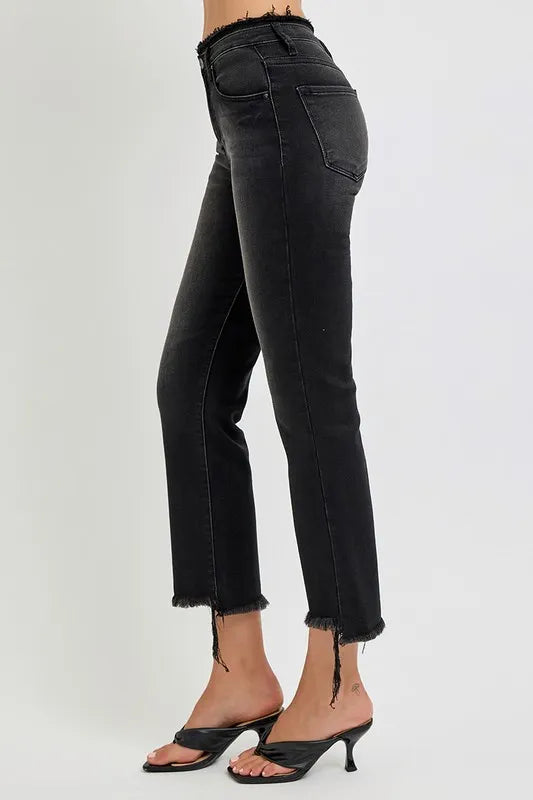RISEN Full Size Raw Hem Cropped Flare Jeans Plus Size - Fashorio