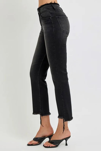 RISEN Full Size Raw Hem Cropped Flare Jeans Plus Size - Fashorio