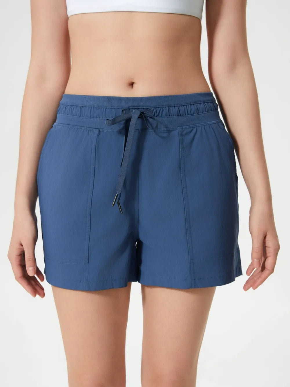 Drawstring Active Shorts with Pockets styled on model