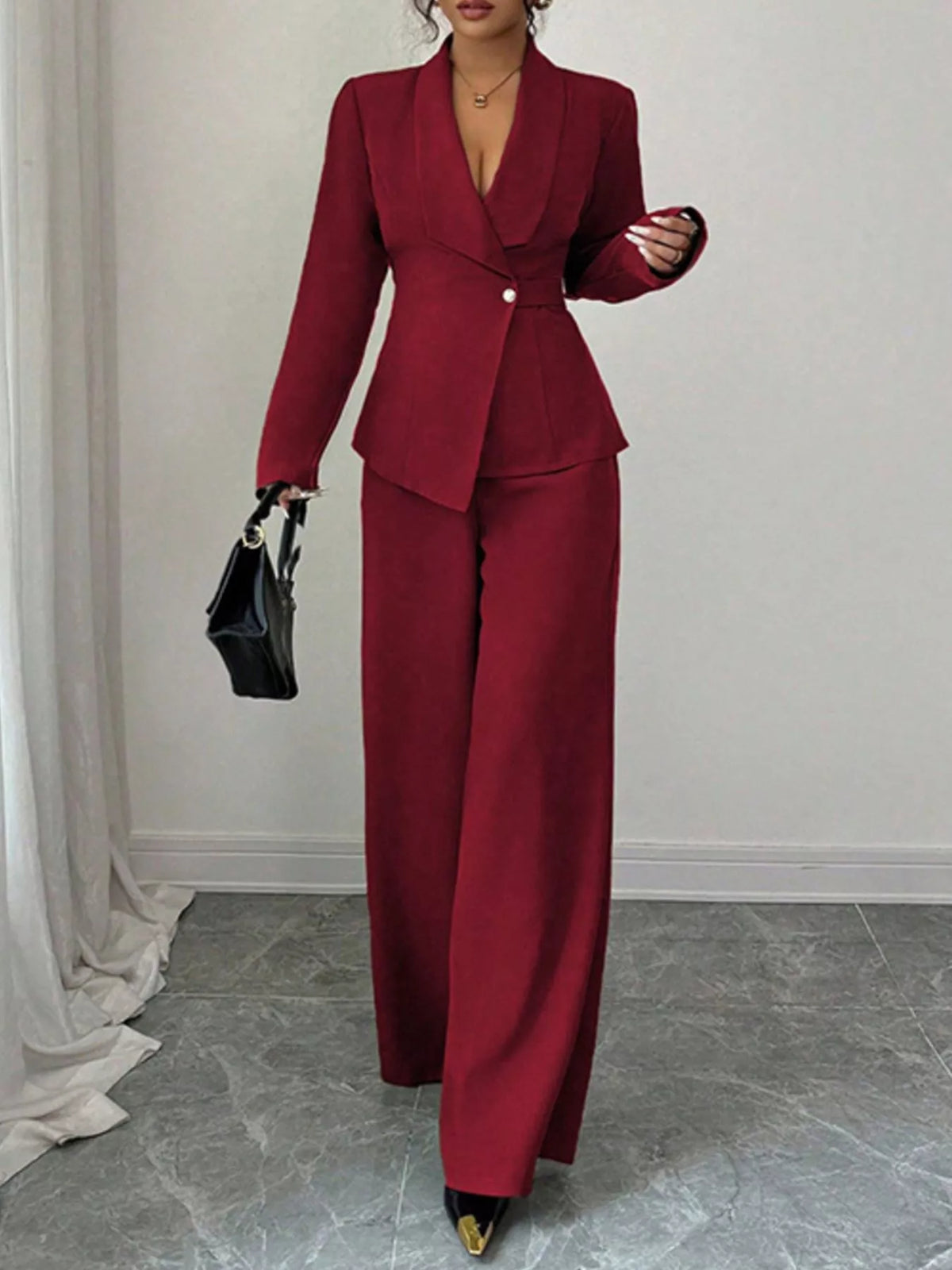 Blazer two piece pants set side view
